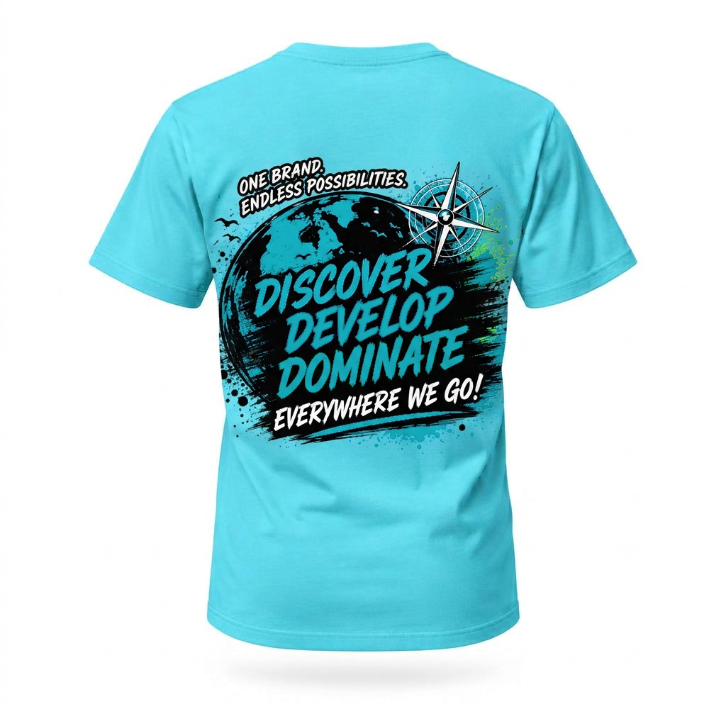 Field Trip Shirt – GKA Impact in Aqua Blue with Aqua Blue words, back